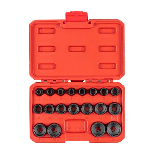 3/8 Inch Drive 12-Point Impact Socket Set, 19-Piece (6 - 24 mm)